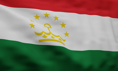 Horizontal tricolor of red white and green charged with a crown surmounted by an arc of seven stars at the center. Variant flag of Tajikistan