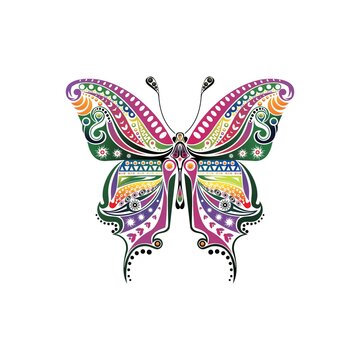 Design element, butterfly with pattern, bright, motley