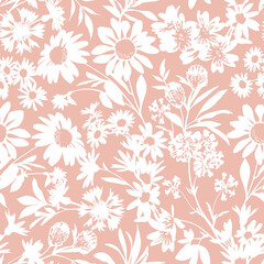 Seamless vector pattern with wildflower silhouettes. Perfect for textile, wallpaper or print design. 