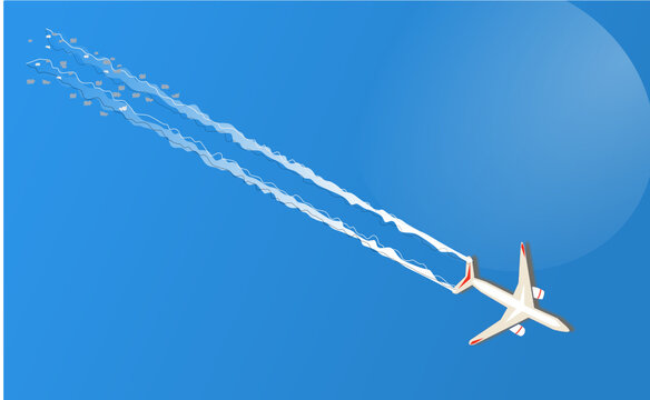 Avion et sa train&eacute;e de condensation