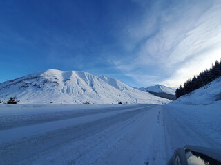snow covered mountains