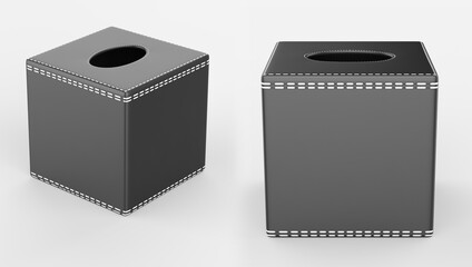Luxury Hotel  Home Genuine or PU Leather Hard Tissue Paper Dispenser Box. 3d illustration