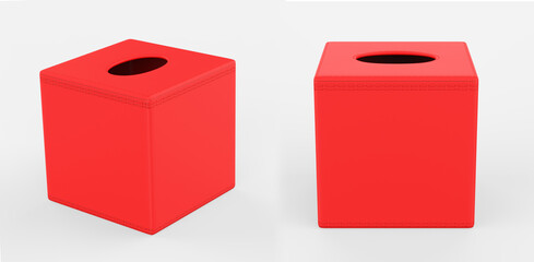 Luxury Hotel  Home Genuine or PU Leather Hard Tissue Paper Dispenser Box. 3d illustration