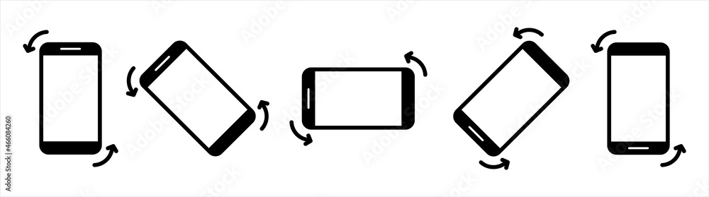 Poster phone rotation icons set. rotate mobile phone. device rotation symbol vector illustration.