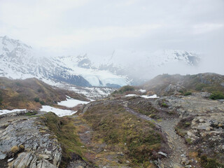 mountains in the snow