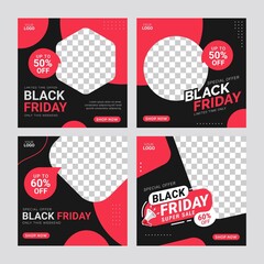 Black friday sale banner social media pack template vector graphic