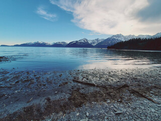 lake and mountains