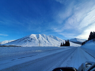 snow covered mountains