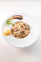 pasta on a brown background