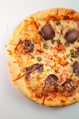 pizza with meat, horse meat