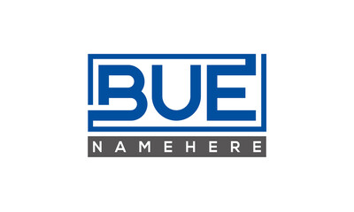 BUE Letters Logo With Rectangle Logo Vector