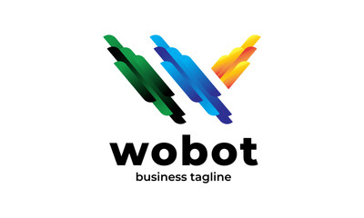 Robotic Brand W Letter Website Logo Design Vector Icon Illustrations.