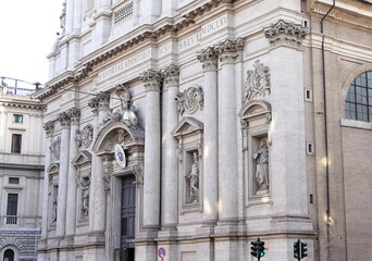 Fototapeta na wymiar Sant'Andrea della Valle Church Facade in Rome, Italy