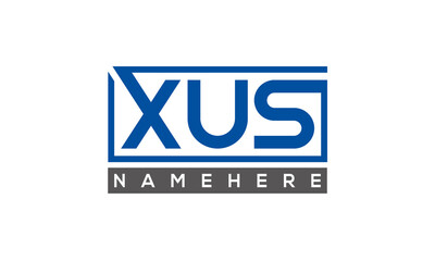 XUS Letters Logo With Rectangle Logo Vector