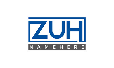 ZUH Letters Logo With Rectangle Logo Vector