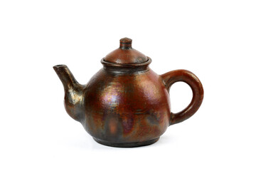 set of antique teapot isolated on white background