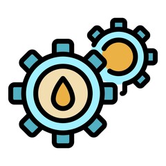 Digestion gear system icon. Outline digestion gear system vector icon color flat isolated