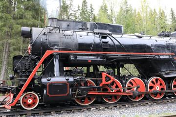 Details of vintage engine locomotive