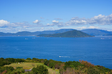 Fototapeta na wymiar 瀬戸内海 香川県さぬき市から小豆島方面を2021年10月撮影