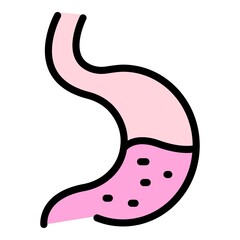 Half stomach icon. Outline half stomach vector icon color flat isolated