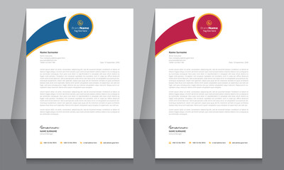 Letterhead format template, business style letterhead design template. Company letterhead template designs.
