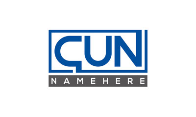 CUN Letters Logo With Rectangle Logo Vector