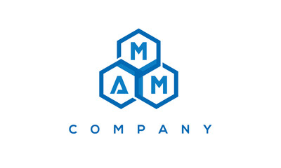MAM letters design logo with three polygon hexagon logo vector template