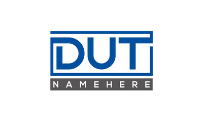 DUT Letters Logo With Rectangle Logo Vector