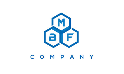 MBF letters design logo with three polygon hexagon logo vector template