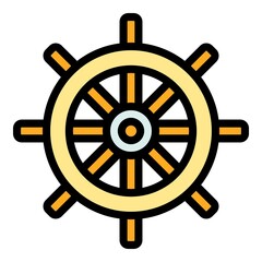 Obraz premium Sea ship wheel icon. Outline sea ship wheel vector icon color flat isolated