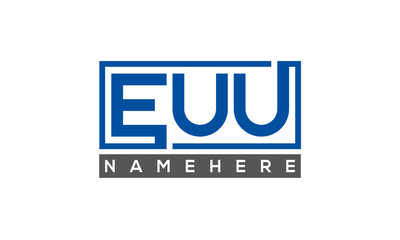 EUU Letters Logo With Rectangle Logo Vector