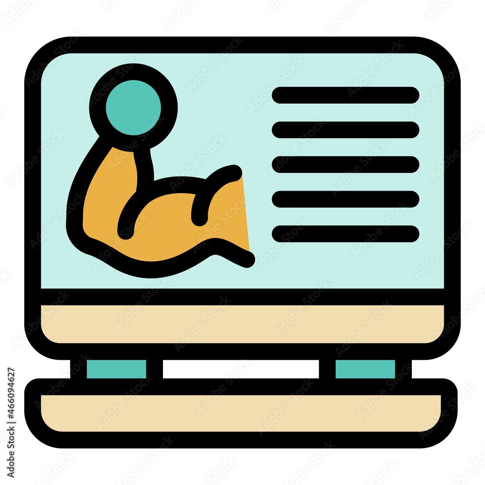 Poster fitness program icon. outline fitness program vector icon color flat isolated