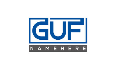 GUF Letters Logo With Rectangle Logo Vector