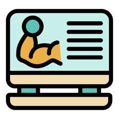 Fitness program icon. Outline fitness program vector icon color flat isolated