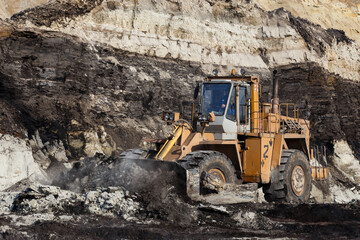 Open pit coal mining. Coal quarry.