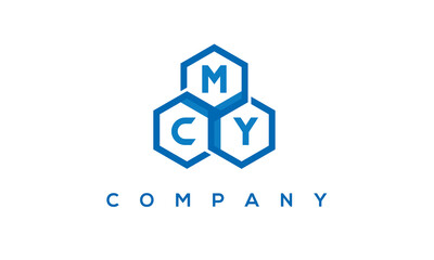 MCY letters design logo with three polygon hexagon logo vector template