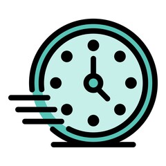 Fitness time icon. Outline fitness time vector icon color flat isolated