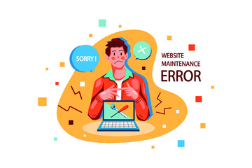 Website Maintenance Error Illustration concept. Flat illustration isolated on white background.
