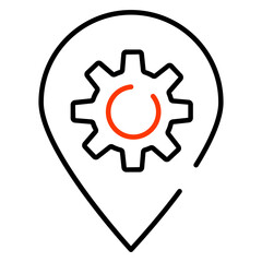 Gear inside pin, location setting icon 