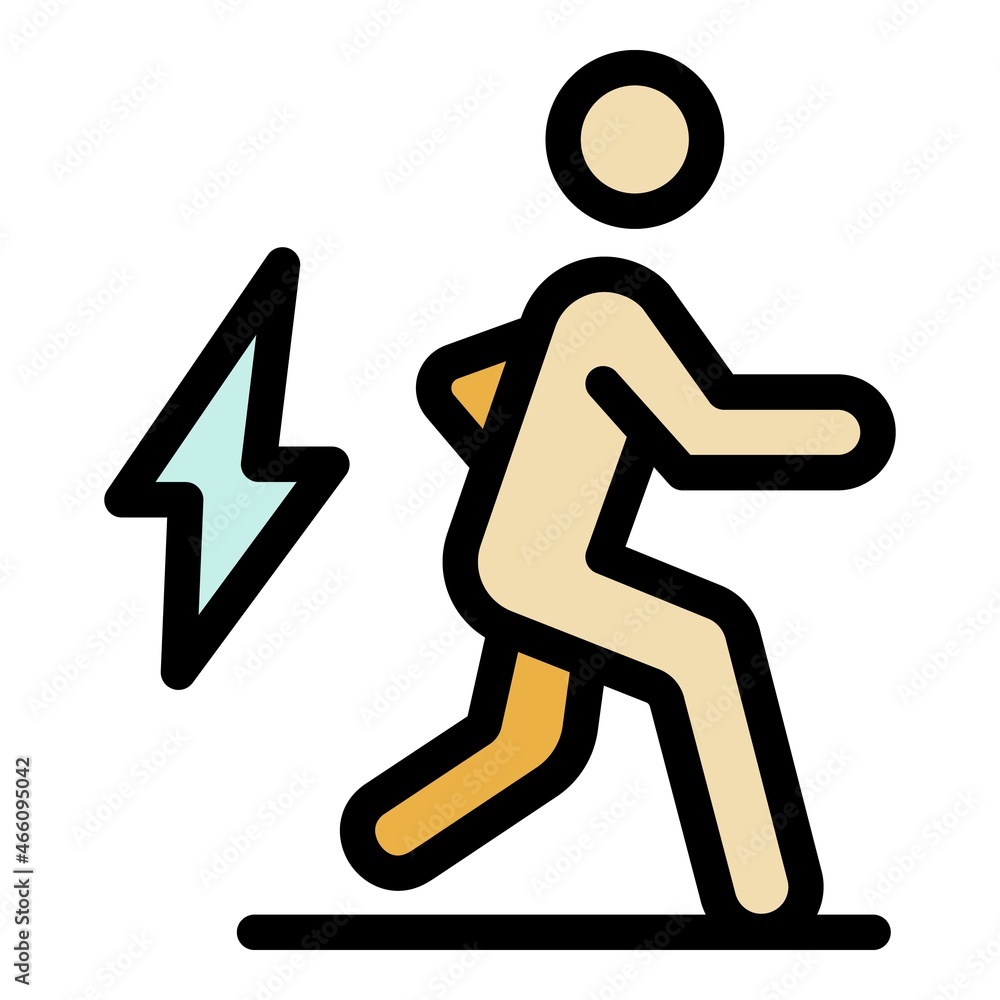 Poster running man icon. outline running man vector icon color flat isolated