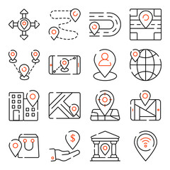 Pack of Location Linear Icons 