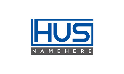 HUS Letters Logo With Rectangle Logo Vector