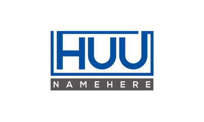 HUU Letters Logo With Rectangle Logo Vector