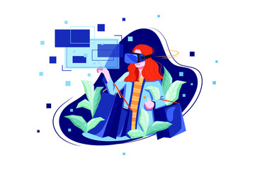 Girl doing Virtual Shopping Illustration concept. Flat illustration isolated on white background.