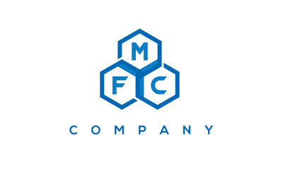 MFC letters design logo with three polygon hexagon logo vector template