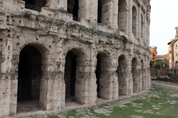 Ancient Theatre of of Marcellus Exterior Close Up in Rome, Italy