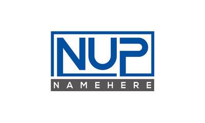 NUP Letters Logo With Rectangle Logo Vector