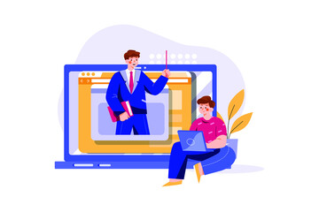 E-learning Illustration concept. Flat illustration isolated on white background.