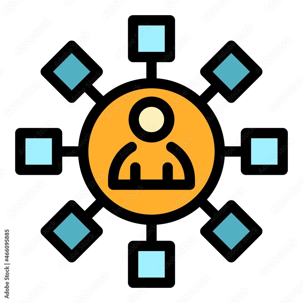 Poster scheme personal information icon. outline scheme personal information vector icon thin line color fl