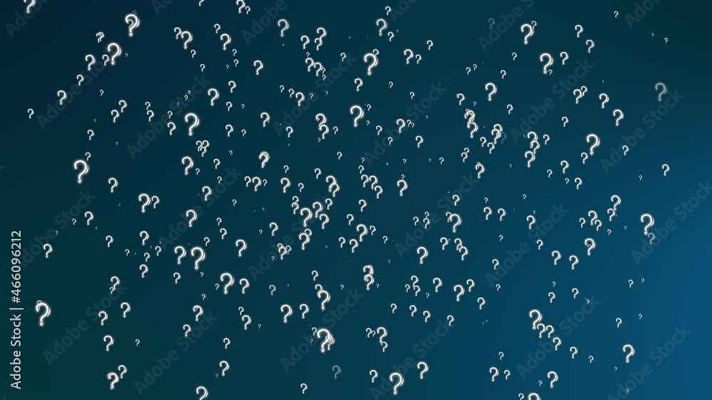 Poster flying animated question marks, 4k. the question mark also known as interrogation point, query, or e